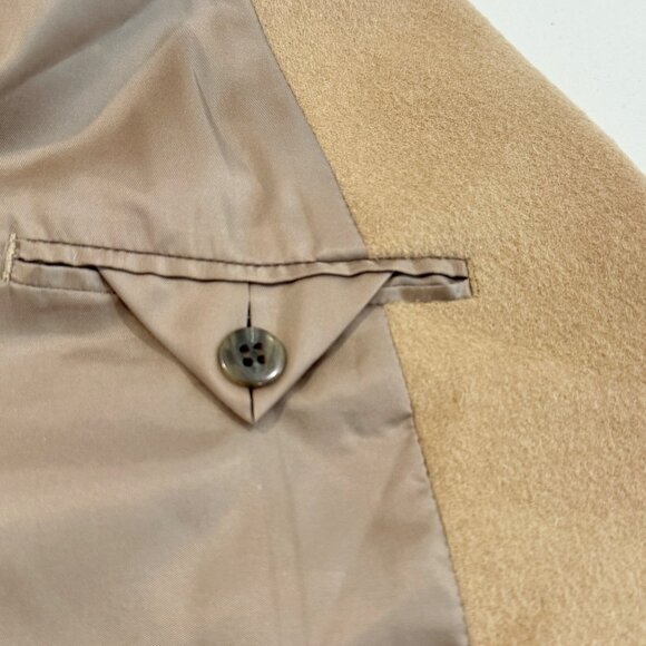 Uniqlo Wool Cashmere Mid Length Camel Trench Coat Luxury Jacket Tan Winter Small - Picture 8 of 10